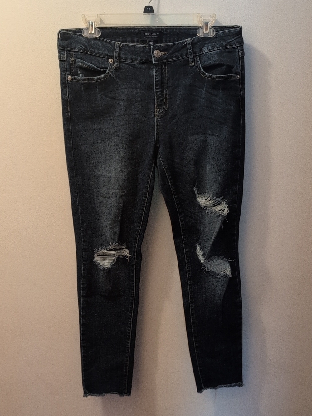 Just USA Black Indigo Ripped Skinny Jeans